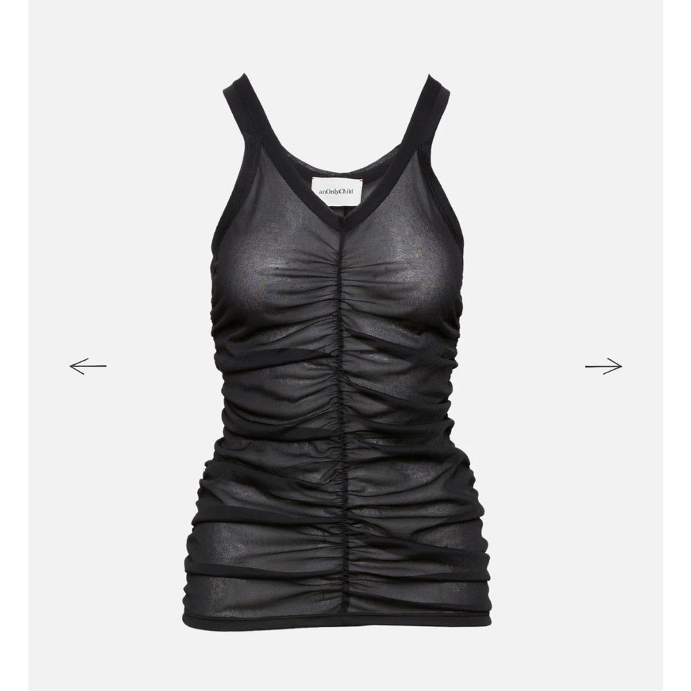 NWT AnOnlyChild for Elyse Walker Black Ruched Sheer Tank Top Size Small